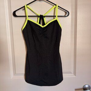 Lucy Charcoal Gray & Neon Yellow Tank Top